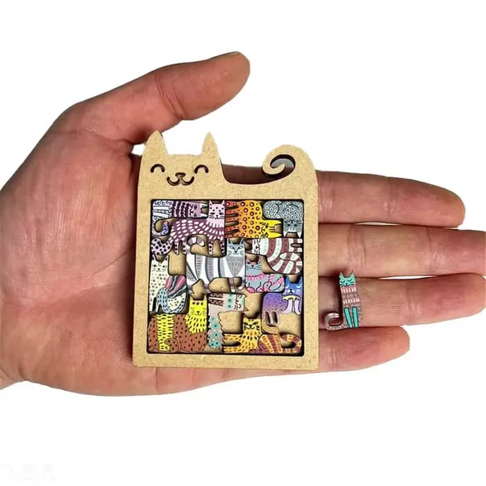 Puzzle en bois en forme de chat