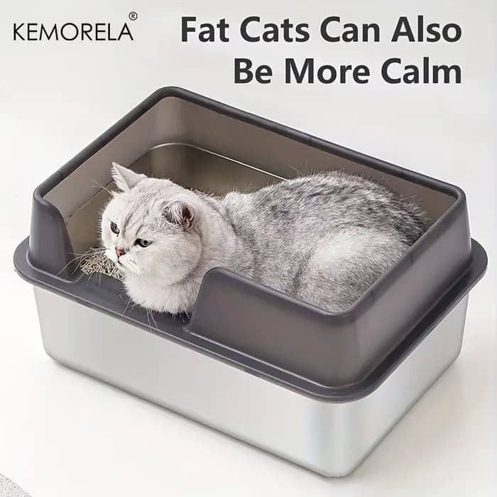 Bac à litière Extra Large en acier inoxydable pour chat