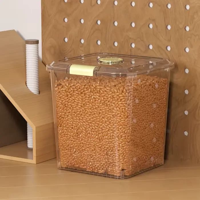 Récipient Transparent de stockage des aliments pour chiens et chats de grande capacité sur roulettes bac d'alimentation Mobile pour animaux de compagnie avec corps clair pour une visualisation facile