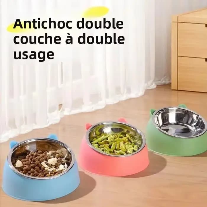 Bol pour chat en acier inoxydable avec base antidérapante