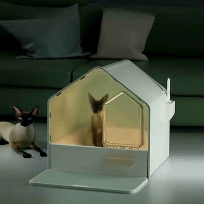 Toilettes pour chat, tiroir entièrement fermé