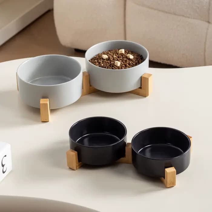 Gamelle double surélevée 2026 pour chats et chiens – Protection du cou, style épuré – Fournitures pour animaux de compagnie