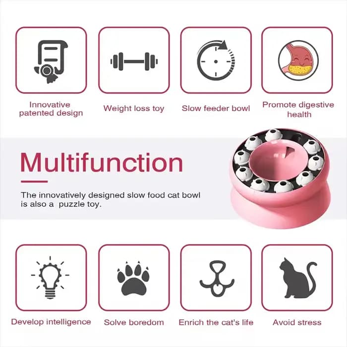 Bol d'alimentation lente pour chat, jouet interactif d'intelligence, anti-glouton, pour stimulation mentale, amélioration de la digestion, équipement d'alimentation en forme de labyrinthe