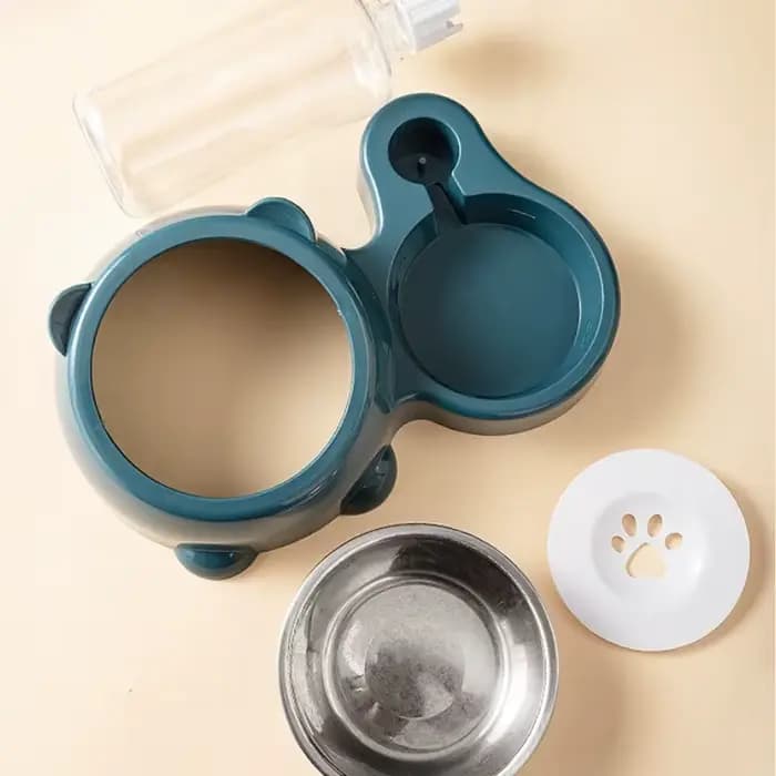 Mangeoire automatique pour animaux de compagnie et distributeur d'eau, système d'alimentation intégré pour chats et chiens, aucune batterie ni alimentation nécessaire, bouche inclinée