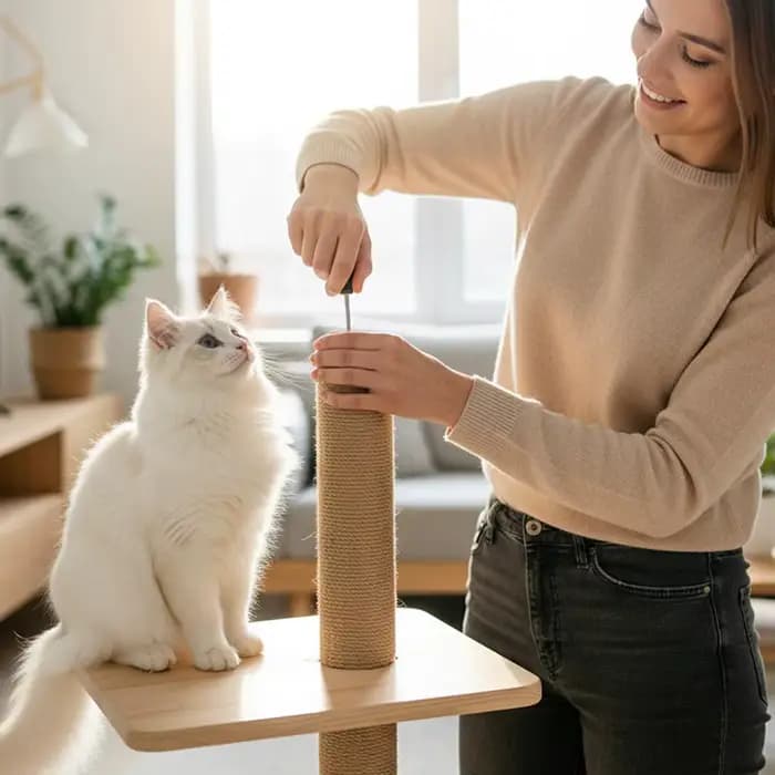 Accessoires DIY pour arbre à chat : Poteau à gratter en sisal, tube en carton rigide de remplacement pour tour d'escalade pour chat