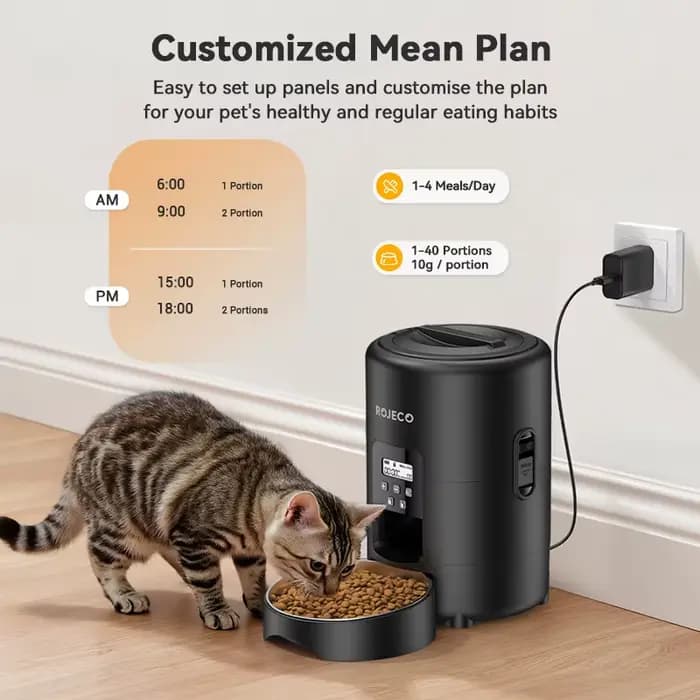 ROJECO 2L mangeoire automatique pour animaux de compagnie intelligente chat nourriture Kibble distributeur bouton