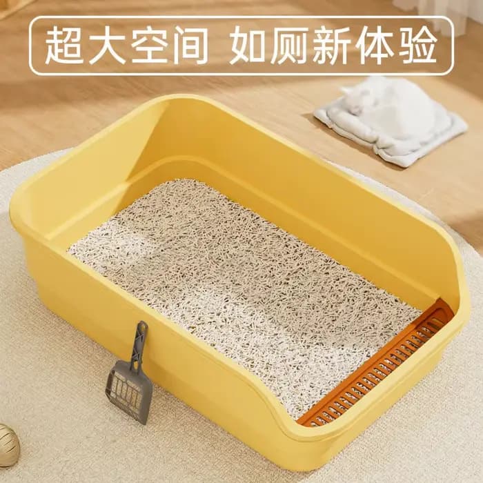 Bac à litière extra-large pour chat avec côtés hauts, semi-fermé, anti-éclaboussures, toilettes désodorisantes pour chat, fournitures pour animaux de compagnie