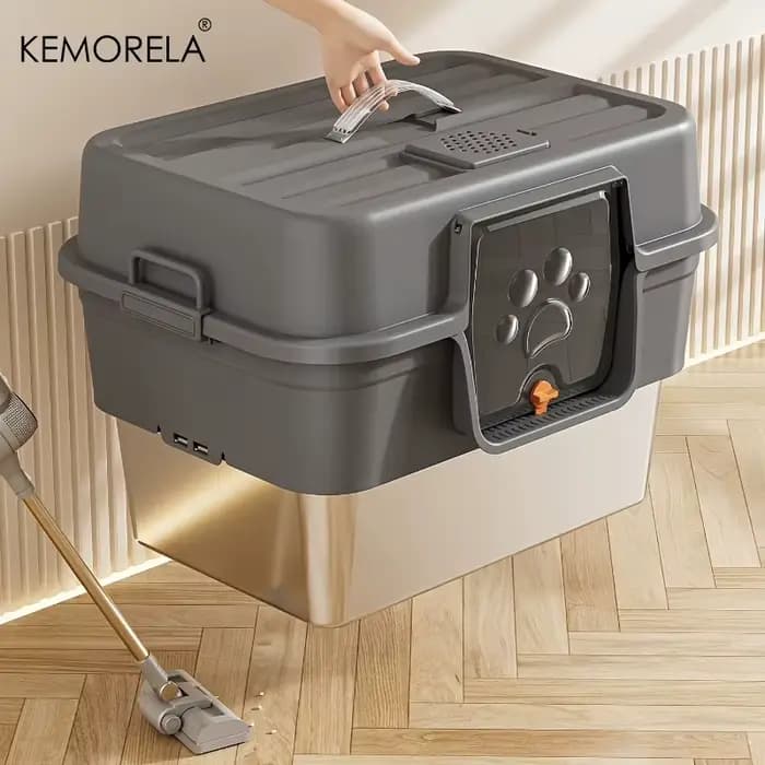Bac à litière fermé XL avec base en acier inoxydable