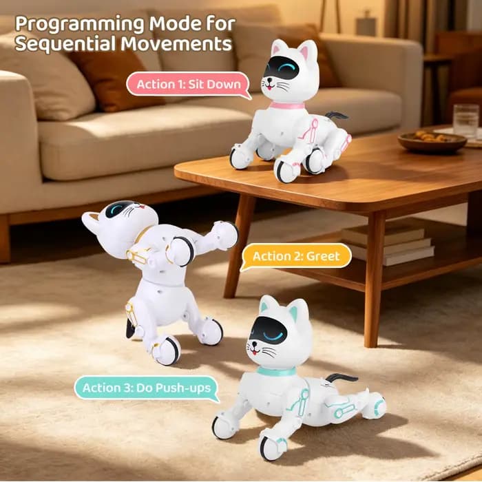 Nouveau Chat Mécanique Intelligent Télécommandé pour Enfants, Robot Électrique Garçon, Jouet Interactif Programmable pour Enfants, Cadeau