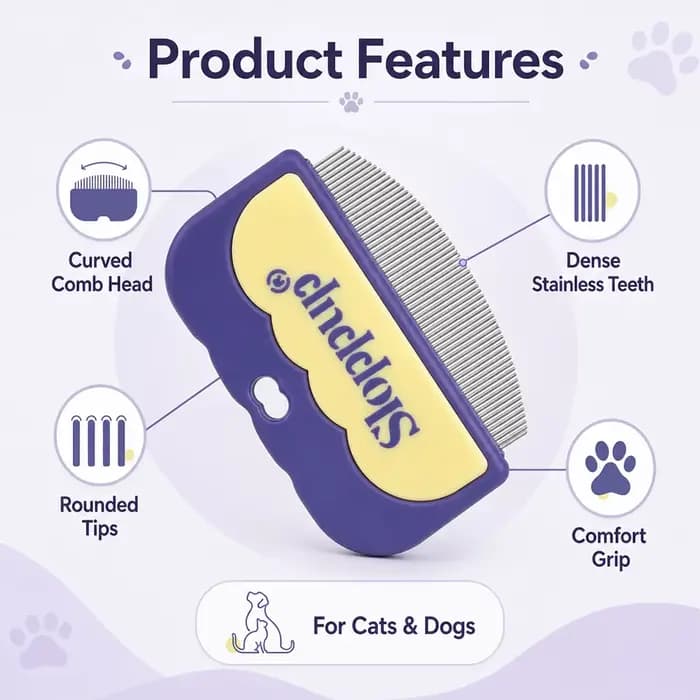 Peigne anti-puces pour animaux de compagnie
