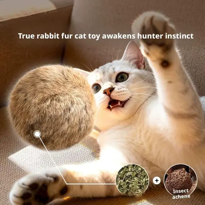 Jouet pour chat en boule de poils de lapin