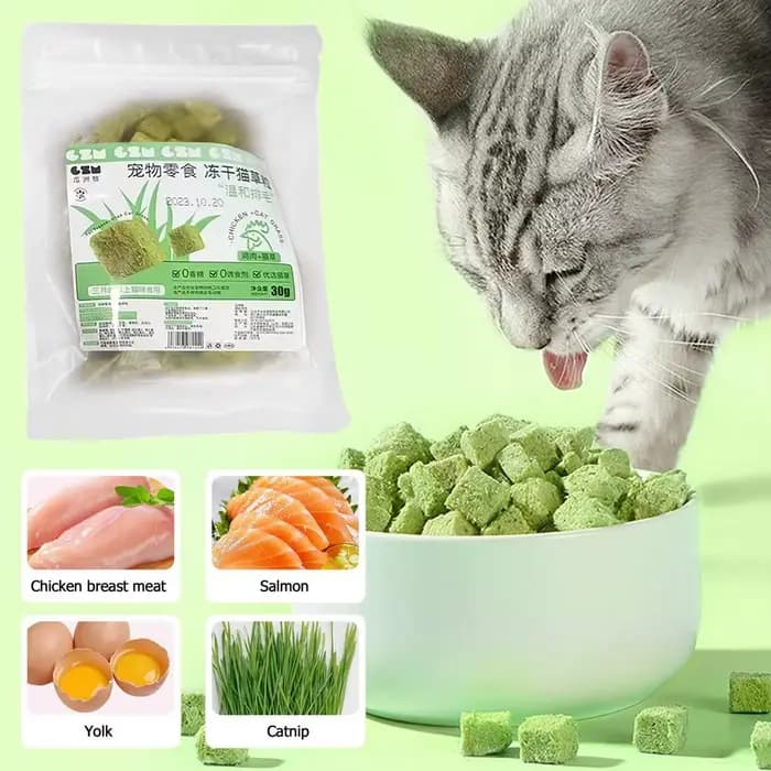 30g chat collations lyophilisée Grain congelé granulés bâton dents Snack herbe
