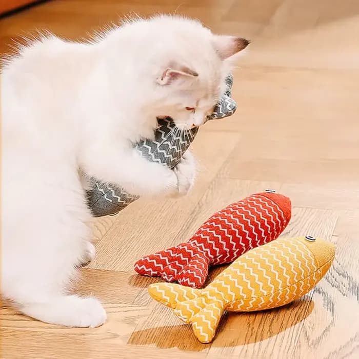 Jouet pour chat en forme de poisson