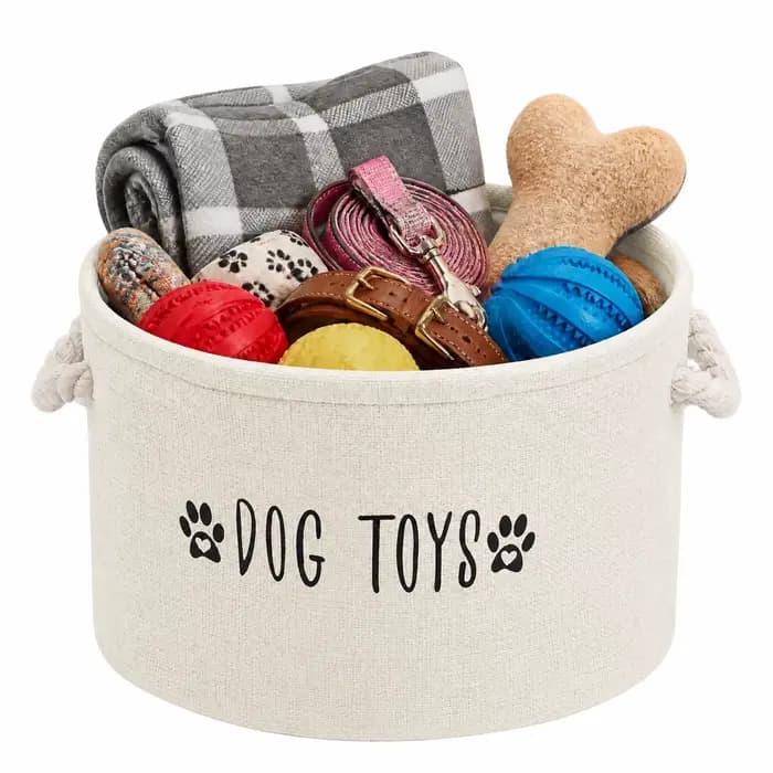 Panier de rangement pour jouets d'animaux, boîte de rangement spéciale pour chiens et chats, conteneur de grande capacité, accessoires d'organisation pour animaux de compagnie