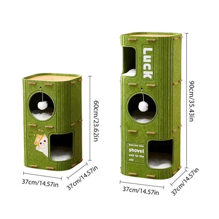 Lit pour chat en feutre vert - Arbre