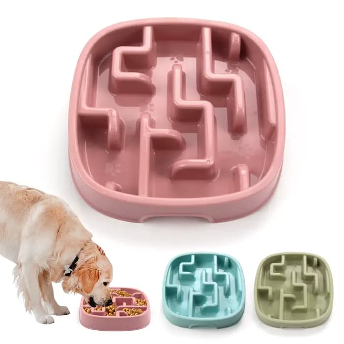 Bol de nourriture pour animaux de compagnie à alimentation lente, anti-étouffement, antidérapant, pour chiens et chats, empêchant les glaçons, assurant une alimentation saine pour les animaux de compa