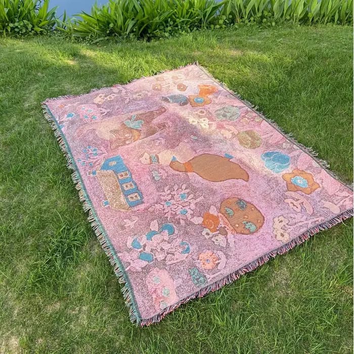 Couverture tapisserie fantaisie motif chat