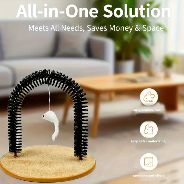 Brosse de remplacement pour l'auto-toilettage des chats, peigne arqué avec masseur détachable pour l'élimination des poils, cadeau de soin pour chats d'intérieur