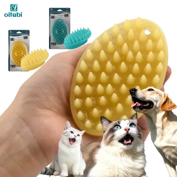 Brosse en caoutchouc souple Oitabi pour chiens et chats à poils courts