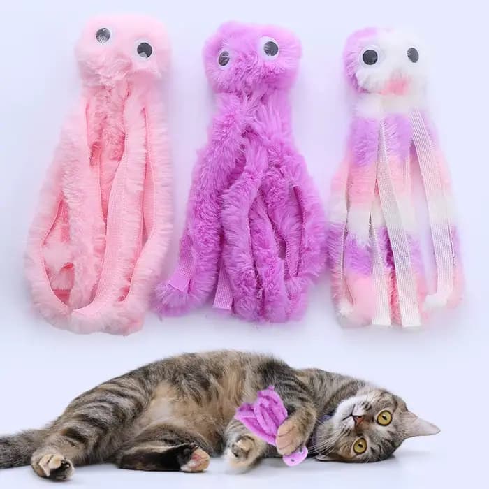 Jouets pour chats en peluche en forme de pieuvre mignonne
