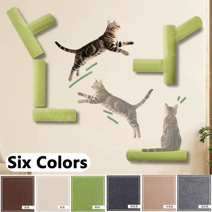 Planche à gratter murale pour chats, 7 couleurs, arbre à chat auto-adhésif, poste à gratter, jouet pour chats, échelle d'escalade, autocollant mural