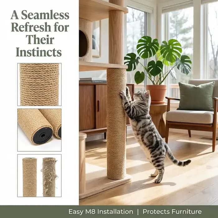 Piliers de remplacement robustes en corde de sisal pour arbre à chat DIY