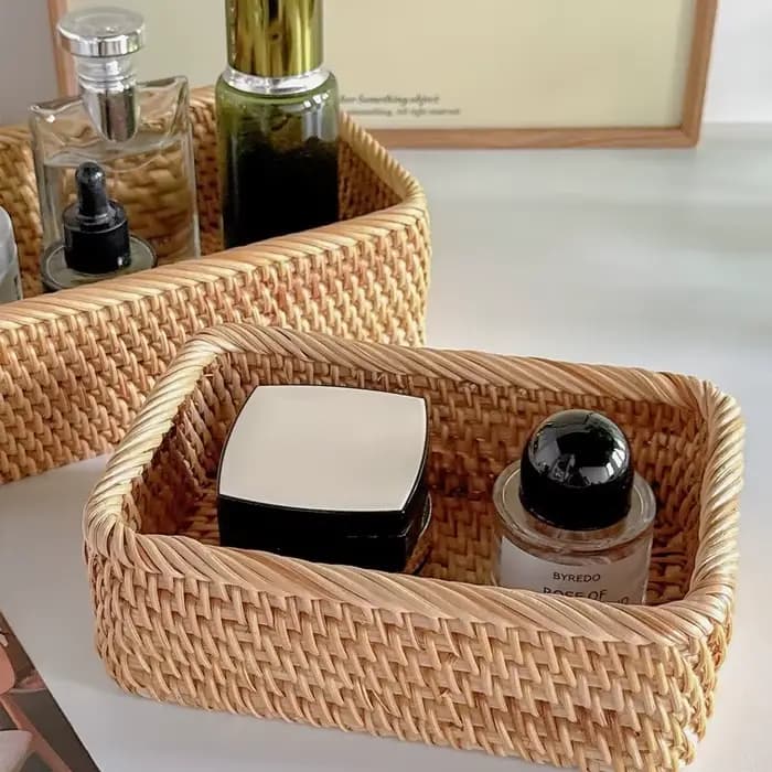 Boîte de rangement de bureau en rotin