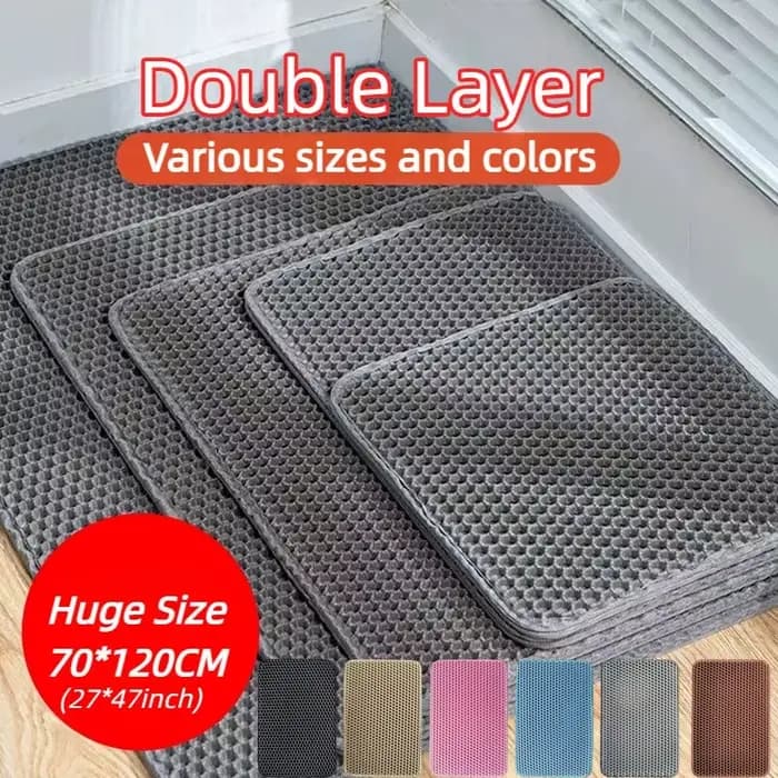 Tapis de litière pour chat Double couche antidérapant pour animaux de compagnie