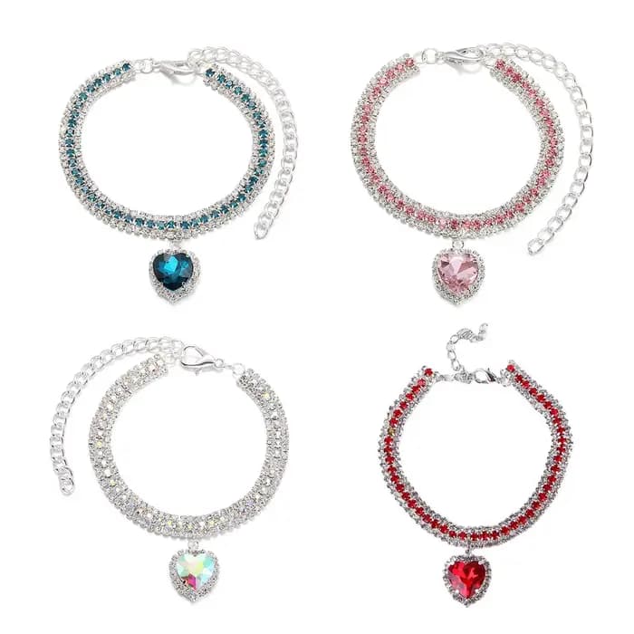 Collier pour chat en strass et diamant