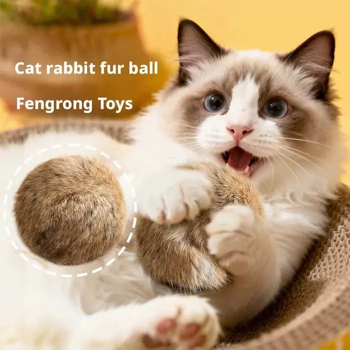 Jouet pour chat en boule de poils de lapin