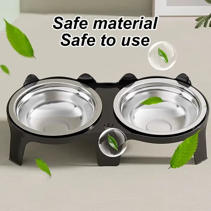 Bol de nourriture et d'eau pour chat en acier inoxydable