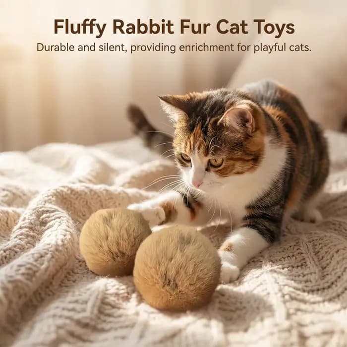Jouet pour chat en fourrure de lapin