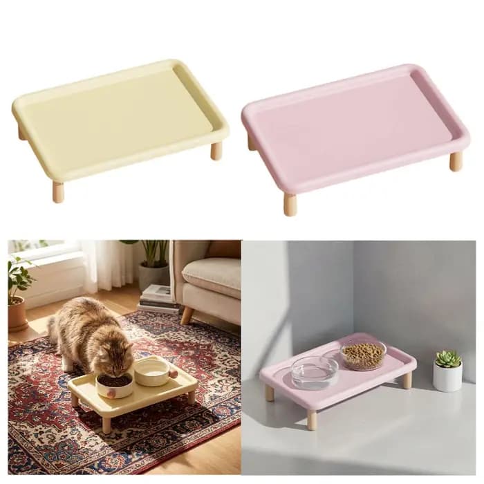 Table surélevée en bois pour aliments pour chats