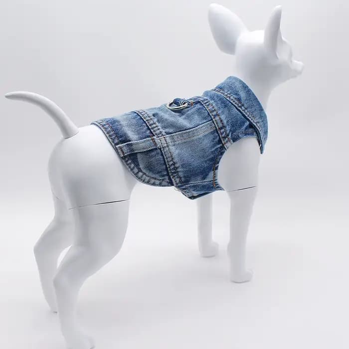 Dog Denim Jacket Dark Wash Sleeveless Towable Jeans Vest Coat for Small Medium Dogs Cat Spring Autumn Puppy Clothes
