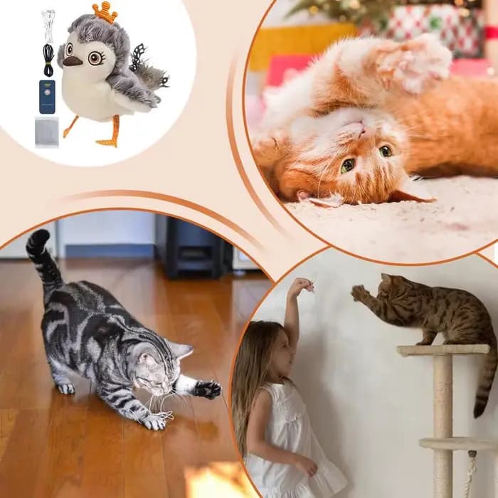 Oiseau volant battant avec herbe-aux-chats