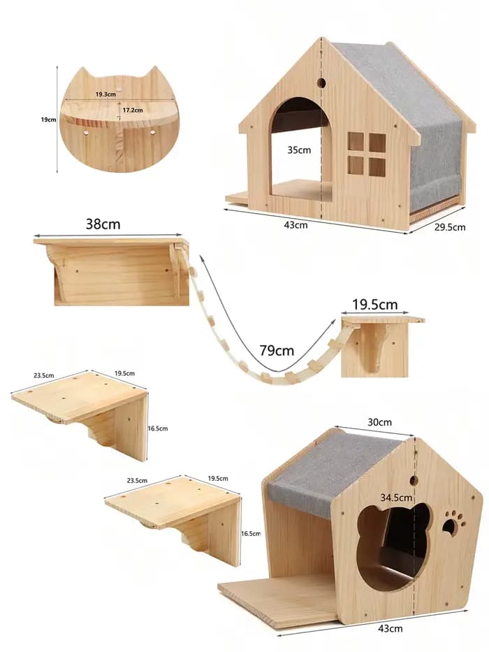 Maison d'escalade murale pour chat, étagère, lit, tour d'arbre murale, maison cachée, château de Villa pour chats d'intérieur, accessoires de couchage