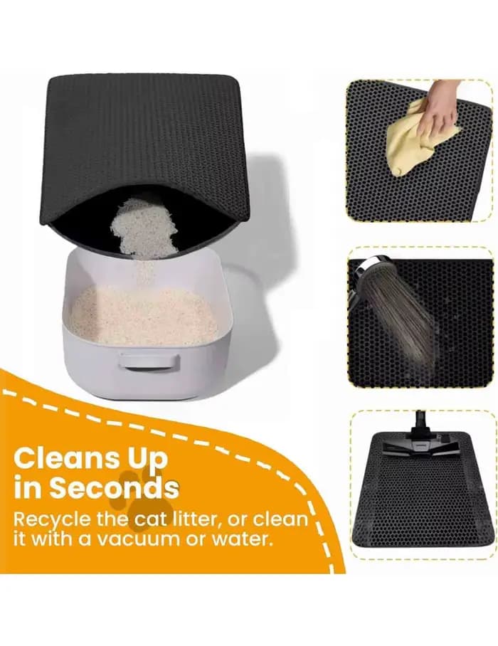 Tapis de litière pour chat double couche, antidérapant, grand format, filtre pour bac à litière, résistant à l'usure, imperméable, tapis de litière pour chat antidérapant