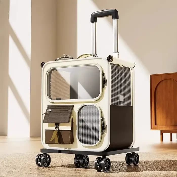 Sac de transport pour chat à roulettes pour chats de grande taille et petits chiens jusqu'à 10 kg Idéal pour les voyages