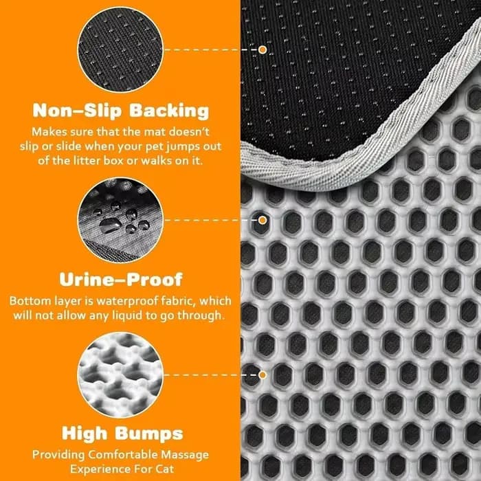 Tapis de litière pour chat Double couche antidérapant pour animaux de compagnie