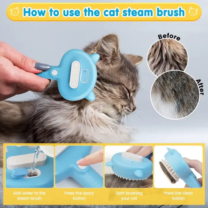 Brosse à vapeur 3 en 1 pour chat