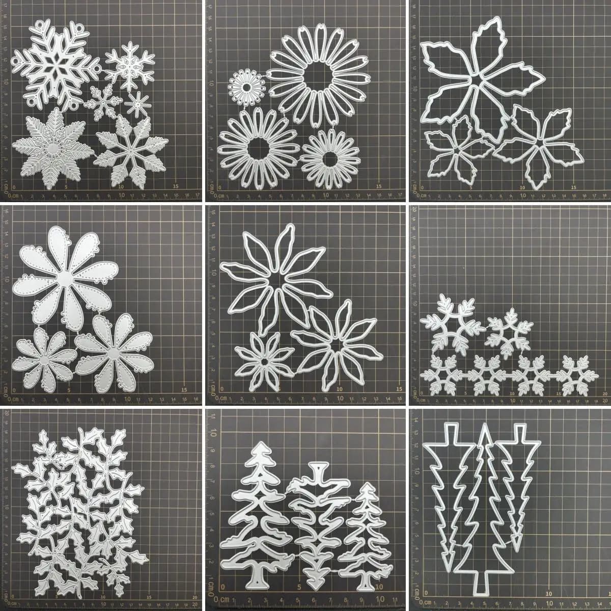 Pochoirs de matrices de découpe en métal pour bricolage Scrapbooking, 9 sortes d'arbres de fleurs, gaufrage décoratif, modèle de découpe artisanale