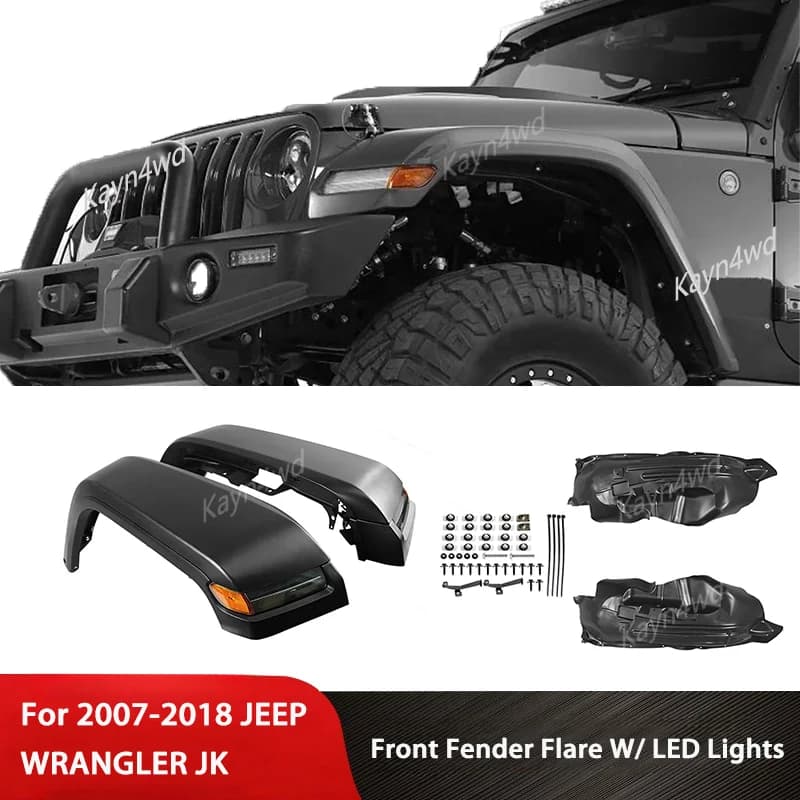 Accessoires extérieurs tout-terrain 4x4, kit de conversion JK vers JL, élargisseurs d'ailes avant avec éclairage LED pour Jeep Wrangler JK 2007-2018