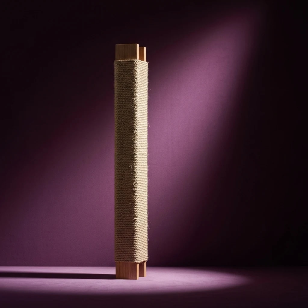 Griffoir sculptural en chêne et sisal naturel