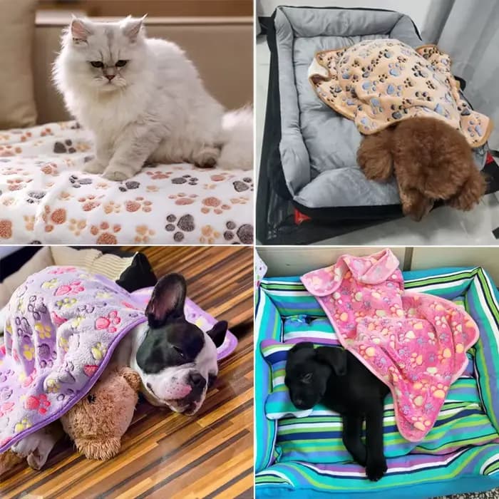 Couverture en Polymères à Motif de Pattes/Éléphant pour Chien et Chat, Lit de Voyage Chaud et Confor