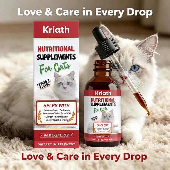 Complément Nutritionnel Liquide Kriath pour Chat : Booste l'Énergie, la Vitalité et la Production de