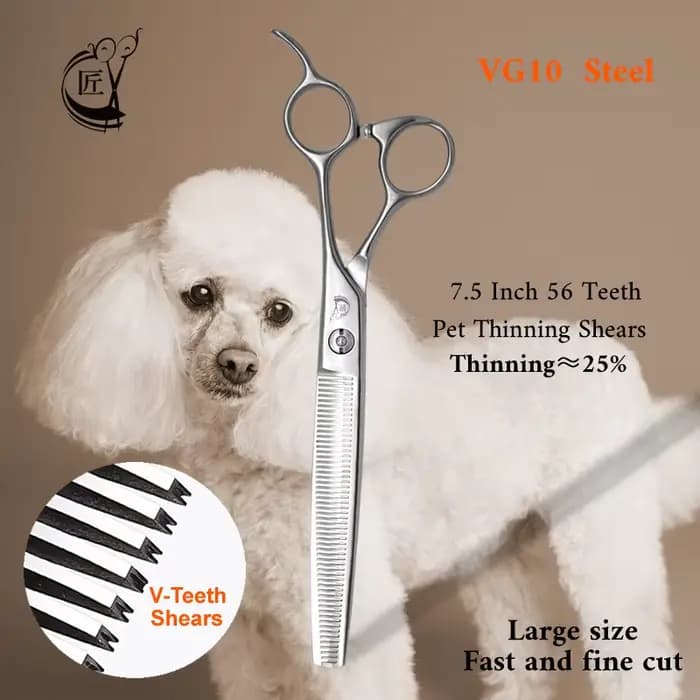 Ciseaux de toilettage pour chiens en acier VG10 de 7,5 pouces à 56 dents, ciseaux effilants pour chi