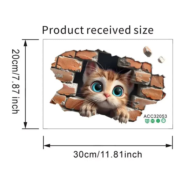 Un autocollant mural avec un motif de chat mignon qui ajoute une touche animée à votre décoration in