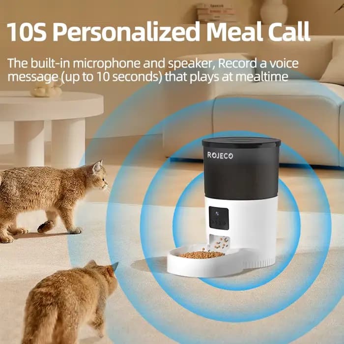 ROJECO mangeoire automatique pour chat avec caméra vidéo distributeur de nourriture pour chat enregi