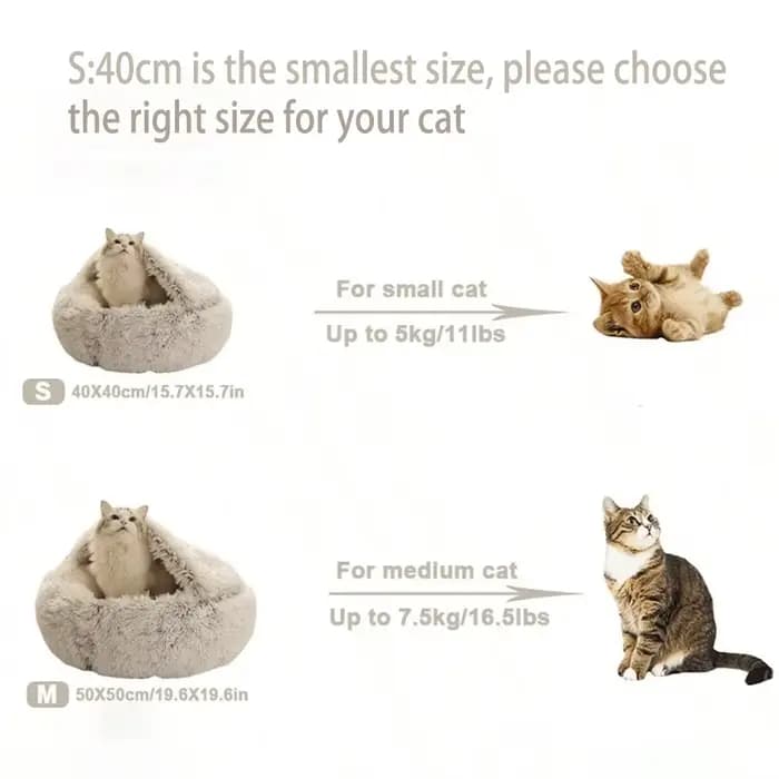 Doux En Peluche Rond Chat Lit Pet Matelas Chaud Confortable Panier Chat Chien 2 en 1 Sac De Couchage