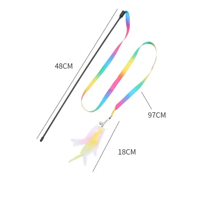 Simulation plume interactive chat jouet ruban de Satin cloche chat bâton jouets chaton jouant Teaser
